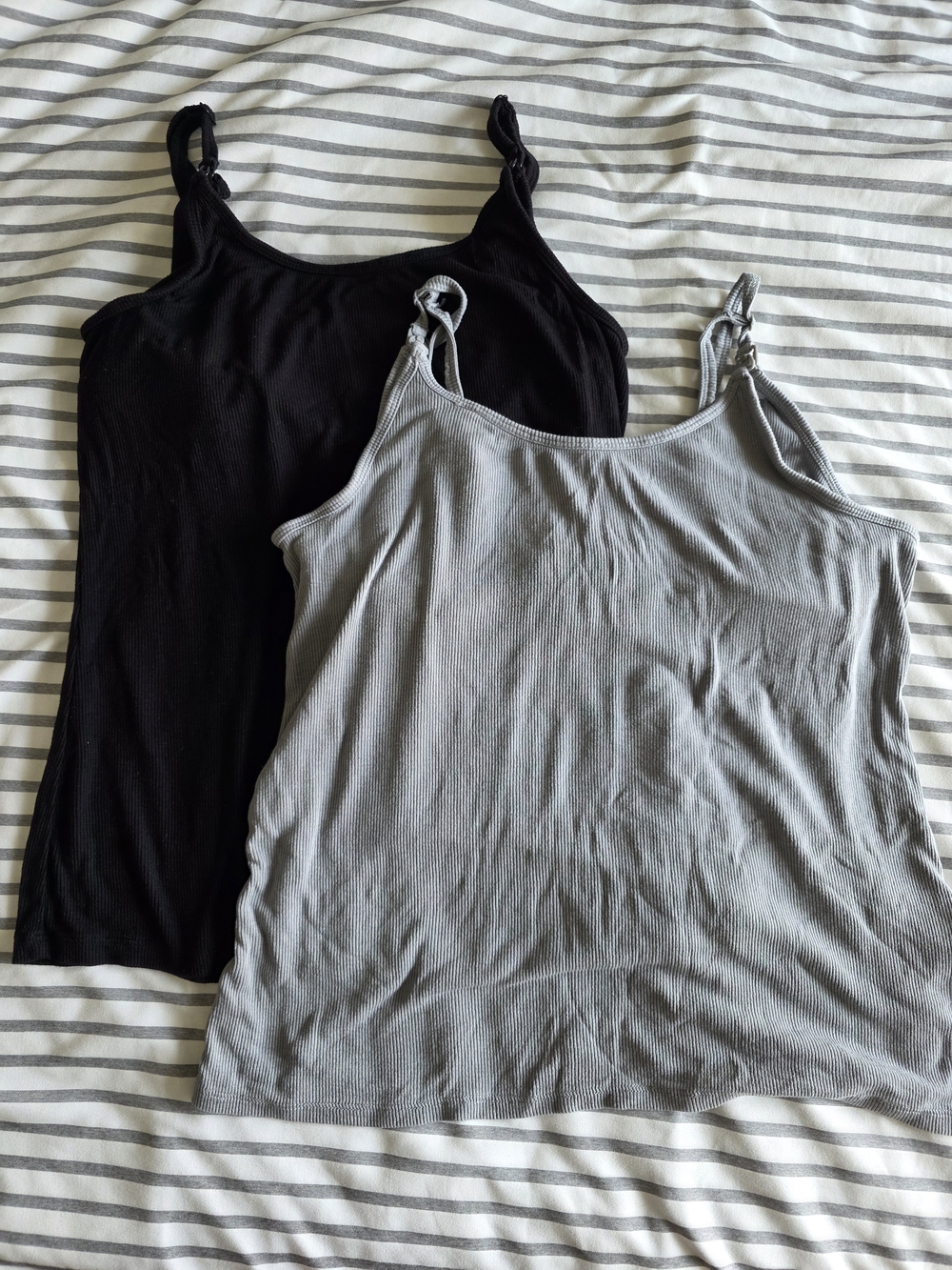 H&M Nursing Ribbed Camisole Set, Black & Gray Size L